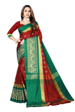 GRECIILOOKS Saree for Women - Cotton Silk Colour Block Simple Butta & Paisley Golden Border Buti with Un-Stitched Blouse Piece S