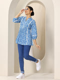 Libas Women'S Cotton Floral A-Line Kurtis (29394O_Indigo_S)
