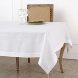 Solino Home Linen White Tablecloth 60 x 90 Inch - 100% Pure Linen Rectangular Tablecloth - Machine Washable Table Cloth for Fall
