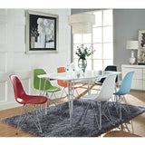 Modway Paris Mid-Century Modern Molded Plastic Steel Metal Base In Black, One Dining Chair