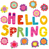 Hello Spring Cut-Outs Spring Flower Cut Outs Bulletin Board Decoration with 100 Pcs Glue Points for School Classroom Game Party 