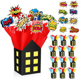 Soulchen 12 Sets Hero Themed Party Centerpieces Decorations Hero Action Sign Table Toppers with City Box Circus Sound Effect Cut