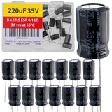 220uF 35V 8x11.5mm Rubycon Electrolytic Capacitor Low ESR 0.13O Long Life 36yrs at 55 Degree C mfd mircofarad Micro Farad Radial