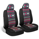 BDK Pink Inca Car Seat Covers for Front Seats, 2 Pack- Geometric Print Front Seat Cover Set with Matching Headrest, Sideless Des