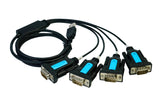 TECHTOO 4 Port Professional FTDI CHIP USB to Serial RS232 DB9 Adapter Converter Serial Cable 9-Pin Male to Male with Thumbscrews