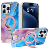 ETPESOK Compatible with iPhone 13 Pro Max Case Marble Pattern with Magnetic Ring Stand [Compatible with Mag-Safe] TPU Protective