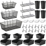 Sieral 30 Pcs Pegboard Organizer Accessories Kit Includes Peg Board Shelving Storage Basket Organizer Bins Hooks Loops Cup with 
