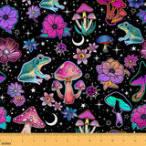 Mushroom Upholstery by The Yard, Gradient Flowers Botanical Floral Leaves Indoor Outdoor Fabric, Frog Daisy Bug Stars DIY Waterp