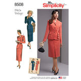 Simplicity Creative Patterns 8508 BB Misses/Womens Vintage 2Piece Suit with Lined Jacket, Size 20W28W