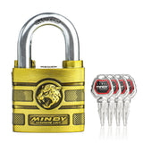 50mm Heavy Duty Waterproof Keyed Padlock with 4 Keys Resettable for Outdoor Use, Brass Finish