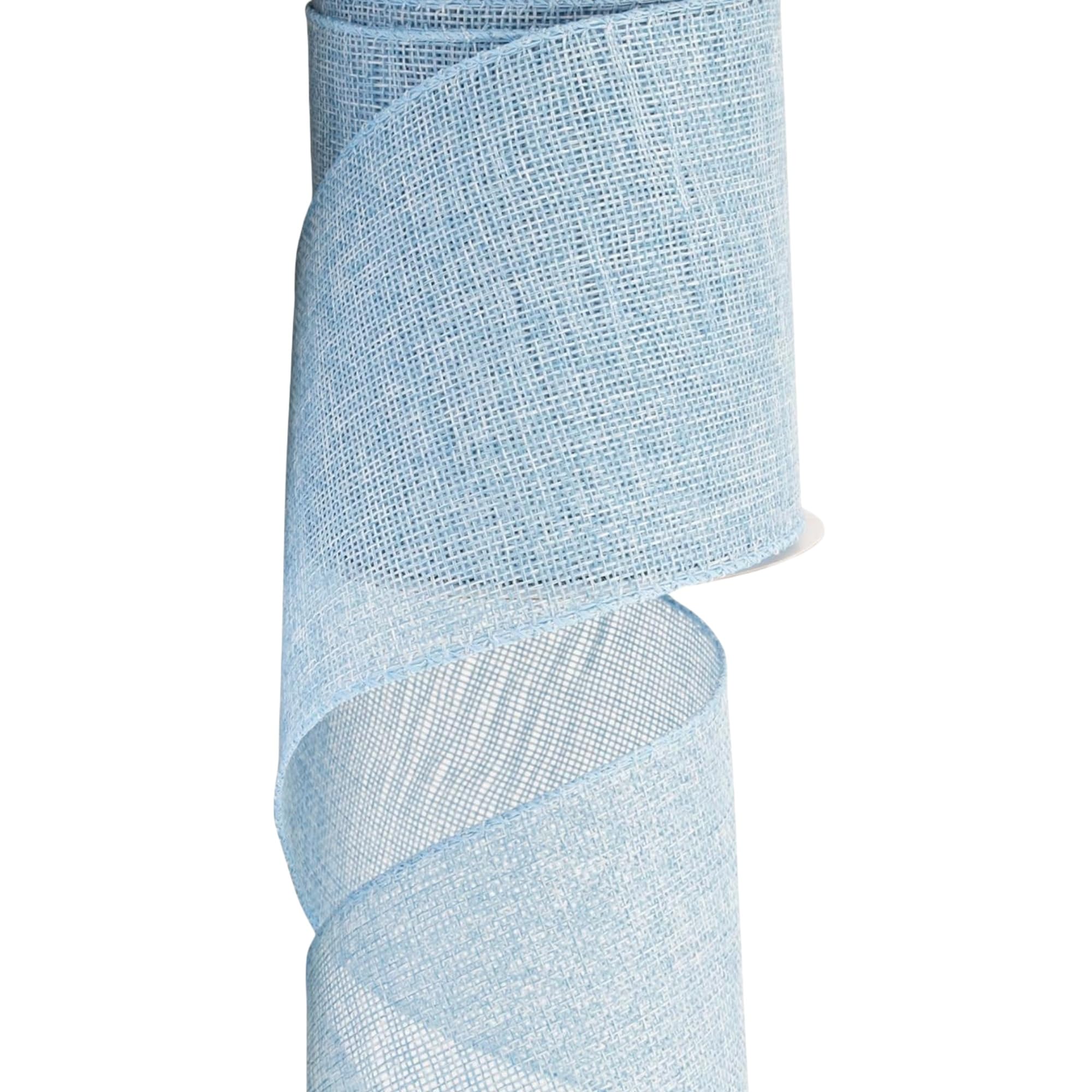 Burlap Wired Ribbon, 10 Yards, Natural Color, for Christmas Decor, Wreaths, Wedding, Gift Wrapping (Turquoise Blue, 4 Inch x10 Y