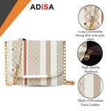 Adisa Women Girls Stripes Cross Body Sling Bag (Sl5100-Bro_Brown),Brown,,B0BD63DRLZ