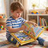 Educational Book Shape Pillow for Kids | Soft Learning Cushion with Numbers, Alphabets, Animals, Shapes & Time Charts | Interact