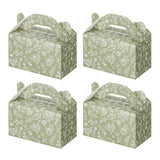 Dunzoom 24 Pack Green Floral Paper Gift Boxes Party Favor Gift Gable Boxes with Chinoiserie Floral Printed Candy Treat Box for W