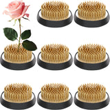 Sliner 8 Pcs Floral Frogs Round Brass Flower Holder Japanese Ikebana Vase Floral Frogs Arranger Fixed Tools Pin for Flower Arran