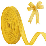 JaoZuyard Yellow Gold Burlap Ribbon 1/2 inch X 20 Yard Natural Linen Woven Ribbon DIY Handmade Wired Edging Production Wreath Ho