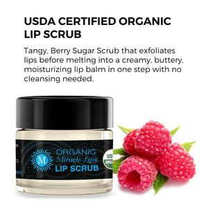 Miracle Lips Organic 2 In 1 Lip Scrub And Moisture Balm - For Corrective Lip Action - Wax Free Anti-Aging Lip Balm Treatment Sol