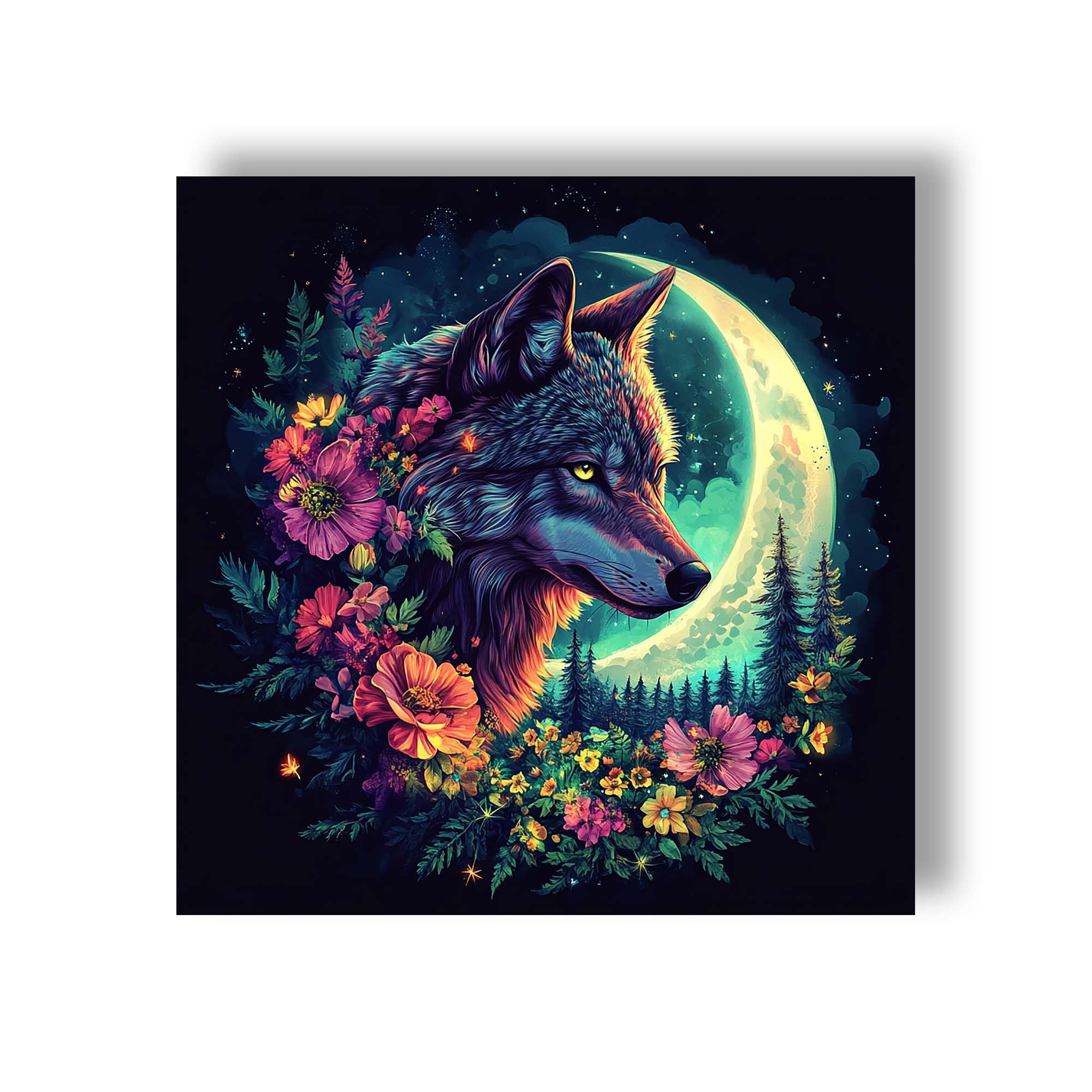 Wergund 5D DIY Diamond Art Wolf, Diamond Art Kits for Adults Moon, Diamond Painting Full Drill Crystal Rhinestone Embroidery Cro