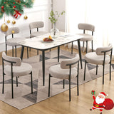 EDWELL Grey Dining Chairs Set of 6, Mid Century Modern Dining Room Chairs with 3.94Cushions, Round Upholstered Boucle Chairs