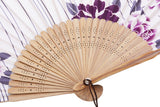 Amajiji 8.27(21cm) Hand Held Bamboo Silk Folding Fan Hand Fan,Chinese/Japanese Charming Elegant Vintage Retro Style,Women Lady
