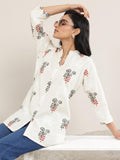 Libas Women'S Cotton Floral Printed Straight Kurti (29664_Off White_Xxl)