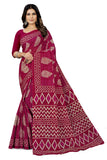 TAMAIRA FASHION Women's Batik Printed Pure Cotton Saree Without Blouse Piece(2458_DarkPink)
