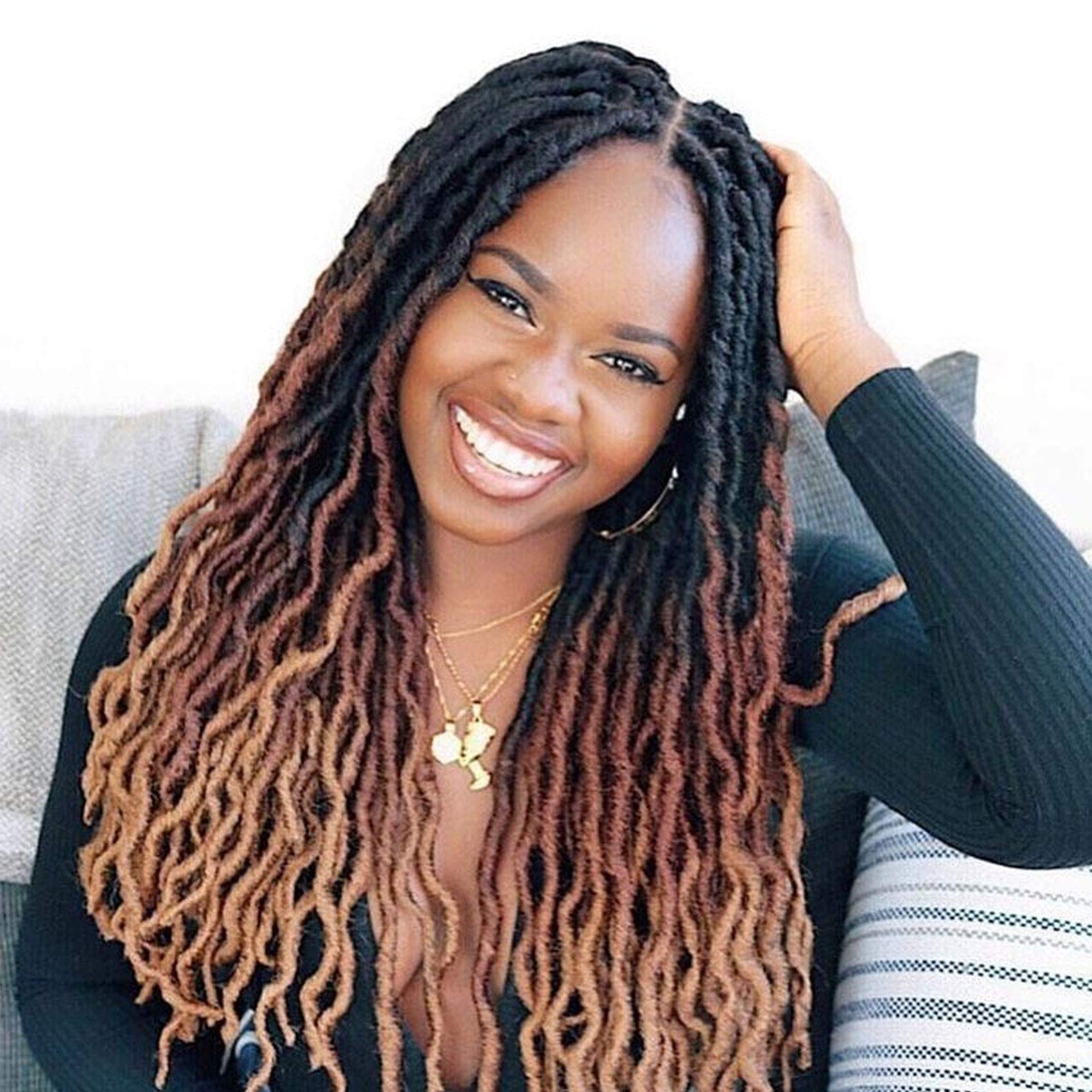14 Inch Goddess Faux locs Crochet Hair 6 Packs/Lot Soft Gypsy Locs Wavy Crochet Braids Dreadlocks 3 Tone Curly Wavy Twist Braidi