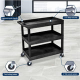 Luxor Ec111-B Tub Storage Cart 3 Shelves - Black,32'' X 18''