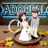 Adoreal Premium Wedding Couple Keychain And Keyring, Bride And Groom Figurine Set With Bouquet ValentineS Day Edition Pack Of 1