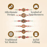Store Indya Rakhi Set Of 6 For Brother, Bhai A Traditional Symbol Of Love, Blessings, And Togetherness (Design 1),Nylon,Multicolor