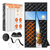 Upgraded Magnetic Thermal Insulated Door Curtain for Winter with Clear Window, Fit Door Size 34x82 in, Heavy Duty 4-Layer Oxford