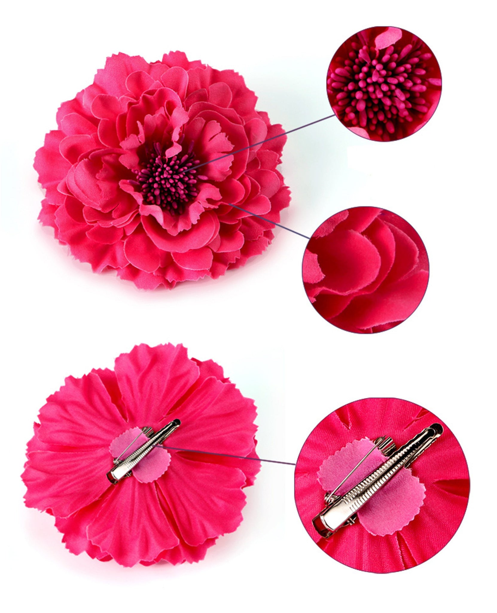 Hair Flower Clips Brooch Boutique Hair Accessories Bohemia Hairpins for Women Girls (Rose) 1 Count (Pack of 1)