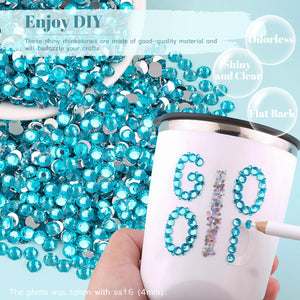 12000PCS 2mm Resin Rhinestones Bulk for Crafting (Indicolite), Flatback Bedazzling Crystals for Crafts DIY Nail Decoration, Gems