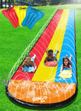 JAMBO 20Ft Premium 3 Lane Slip Splash and Slide with Bodyboards, Heavy Duty Water Slide- Advanced 3-Way Sprinkler System, Long S