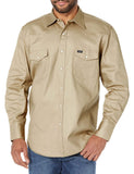 Wrangler Mens Cowboy Cut Western Two Pocket Long Sleeve Snap Work Shirt Firm Finish B&T,Khaki,3X