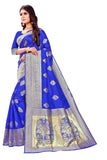 Sugathari Womens Banarasi Saree Pure Kanjivaram Silk Saree Soft New Ladies 2023 Design Wear Pattu Sarees Latest Cotton Party Sari Collections With Blouse Piece For Wedding Sadi (Pari 122 R Blue)