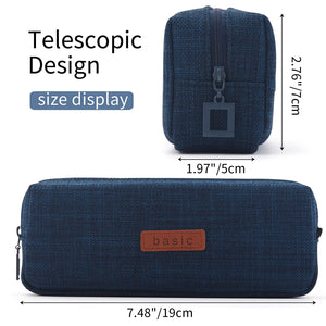 Angoobaby Small Pencil Case Student Pencil Pouch Coin Pouch Cosmetic Bag Office Stationery Organizer For Teen School-Dark Blue