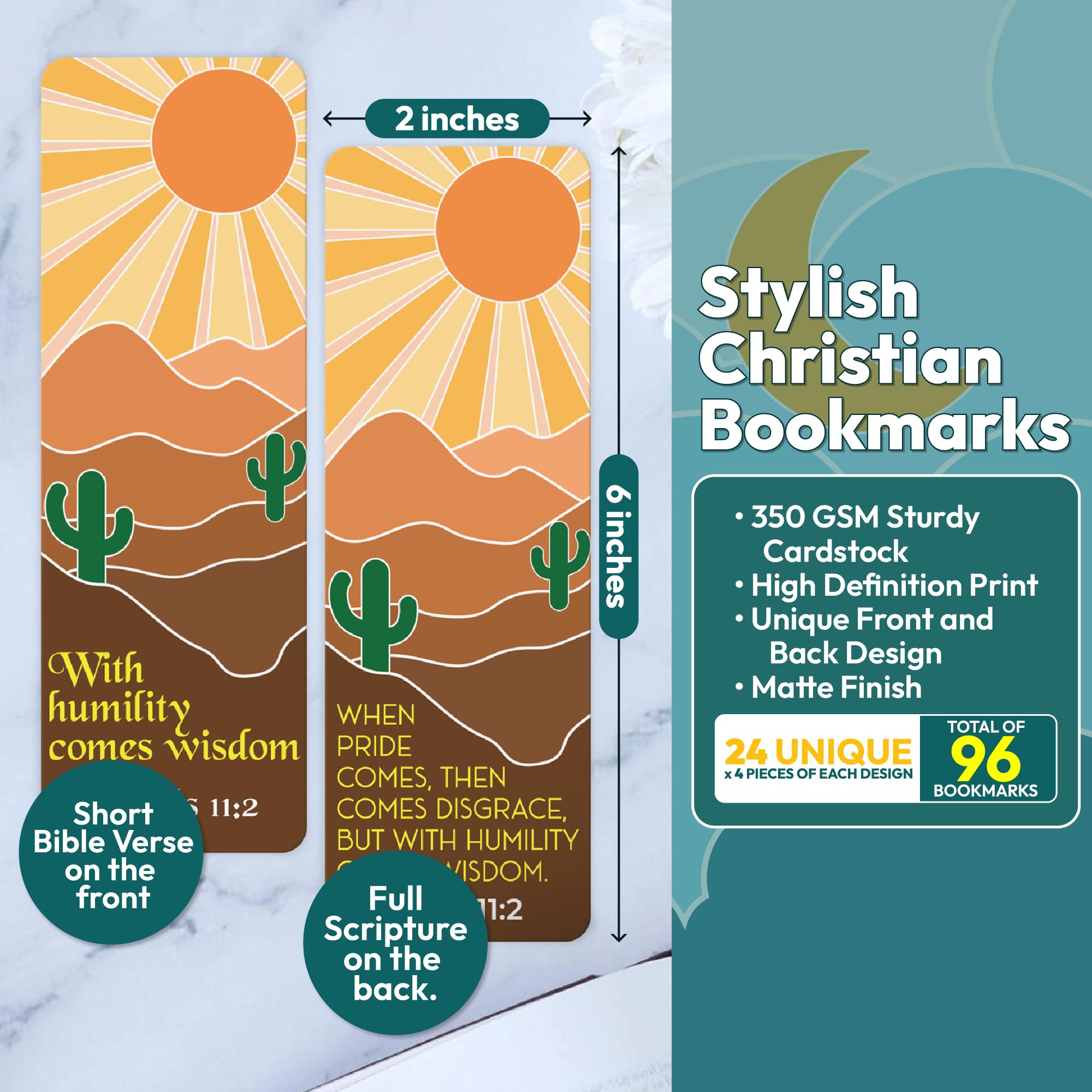 Only Zest 96 Pack Christian Bookmarks with Inspirational Bible Verses, Unique, Vibrant Bible Bookmark, Bulk Christian Gifts for