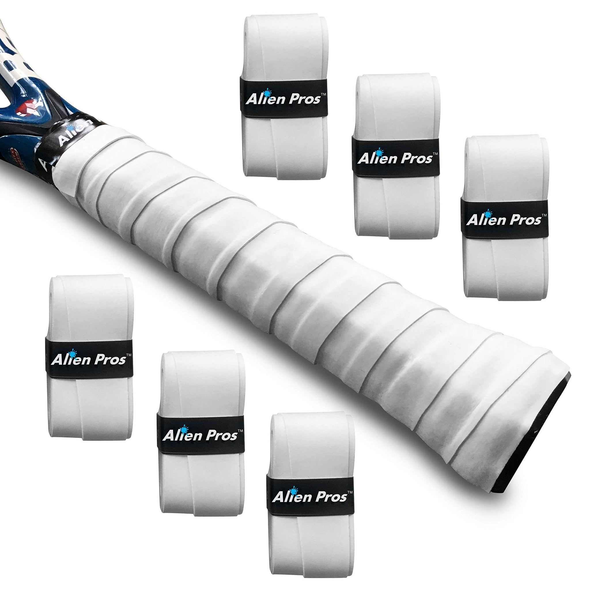ALIEN PROS Tennis Racket Grip Tape (6 Grips) - Precut and Dry Feel Tennis Grip - Tennis Overgrip Grip Tape Tennis Racket - Wrap 