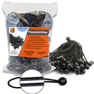 100-Pack 6 Inch Ball Bungee Cords By Wellmax - Heavy Duty, Versatile, And Built To Last - Ideal For Camping, Tarp Tie-Downs, Can