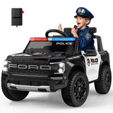 ANPABO Licensed Ford Police Car Ride On,12V Kids Cars to Drive w/Realistic LED Siren Flashing Light, Megaphone, Remote Control, 