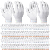 Sureio 100 Pairs Cotton Gloves Hand Cotton Liners Safety Knitted Polyester Gloves for BBQ Roping Men Women (White)