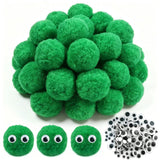 TOAOB 50pcs Large Pom Poms 2 Inch Green Craft Pom Poms Fuzzy Pompoms Balls with Googly Wiggle Eyes for DIY Crafts Projects Home 