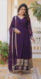 Wedani Georgette Embroidered Anarkali Kurta Set For Women (In Alpha S Regular Purple),PURPLE,S,Georgette,Anarkali,