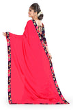 Oomph! Womens Printed Chiffon Sarees - Strawberry Pink