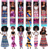 dollbie 6 Pack African American Fashion Dolls Set with Mix & Match Outfits - 11.5 Posable Black Dolls & 5 Accessories Each (Crow