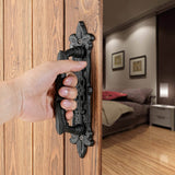 INIRET 2 Packs Heavy Duty 8.9 barn Door Handles,Black Cast Iron Rustic Vintage Gate Fence Outdoor Garage Closet Drawer Cabinet H