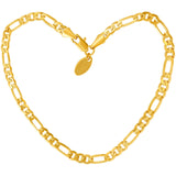 LIFETIME JEWELRY 4mm Figaro Chain Anklet for Women & Men 24k Gold Plated (Gold, 10)