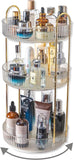 Asayuee 360° Rotating 3-Tier Makeup Organizer, Large Capacity Clear Cosmetic & Skincare Storage for Vanity or Bathroom
