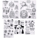 Outus 6 Sheets Christmas Theme Clear Stamps Different Kinds of Christmas Style Silicone Clear Stamps with Snowflake Santa Deer T